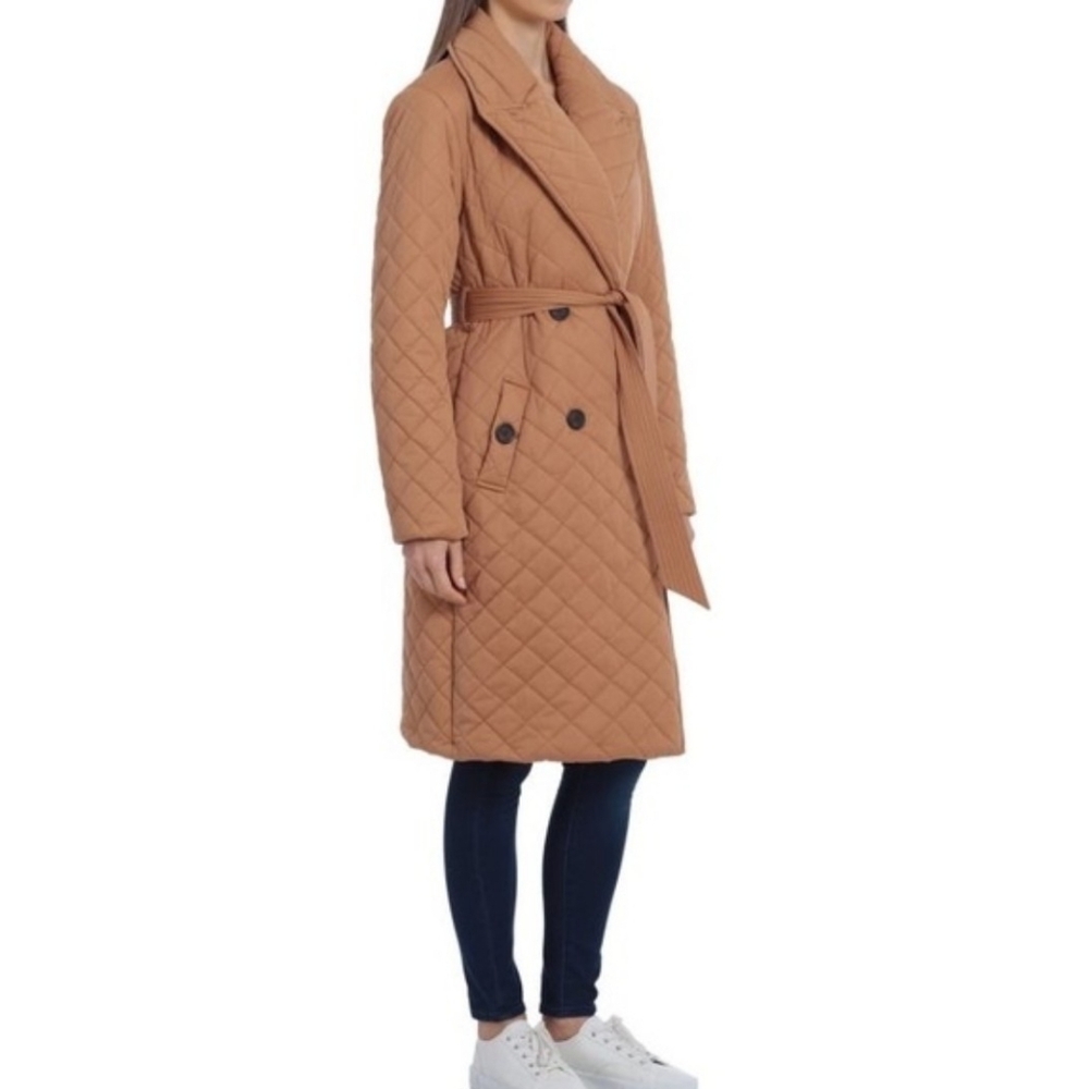 SOLD - ✨ AVEC LES FILLES Double-Breasted Quilted Coat in Camel (Size M)